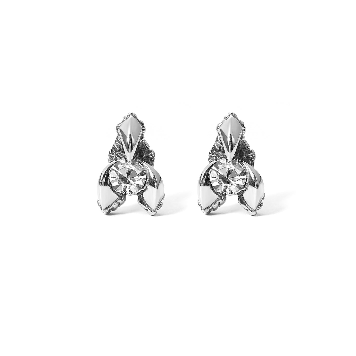 AntiqueThai Silver Style Windmill with Cubic Zirconia Stainless Steel Earring Stud for Men and Women