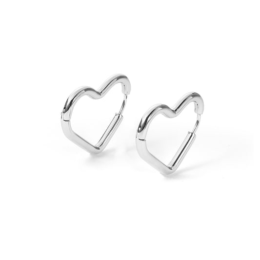 stainless steel heart huggie earring