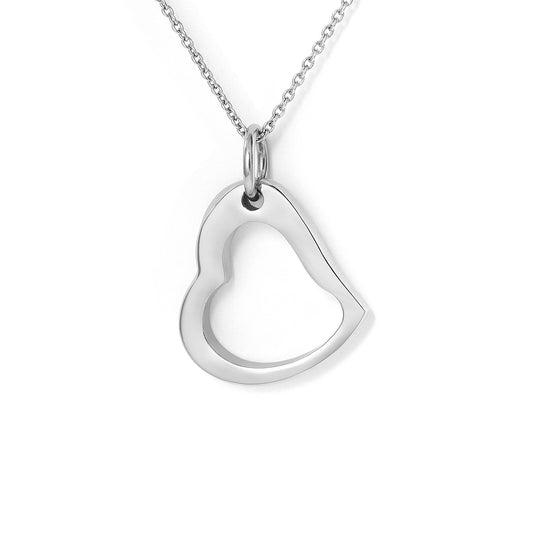 Stainless steel heart shape hollow pendant with chain