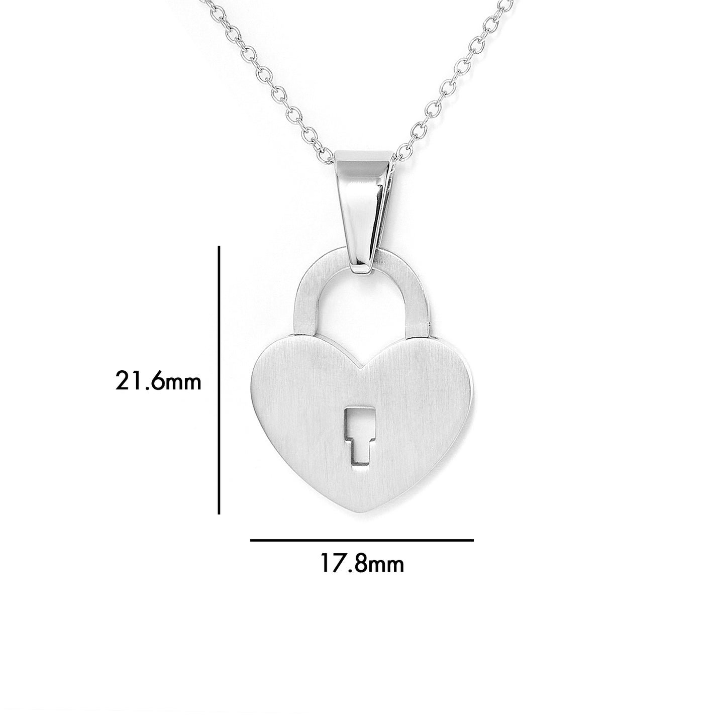 Stainless steel lucky heart locket charm pendant with necklace