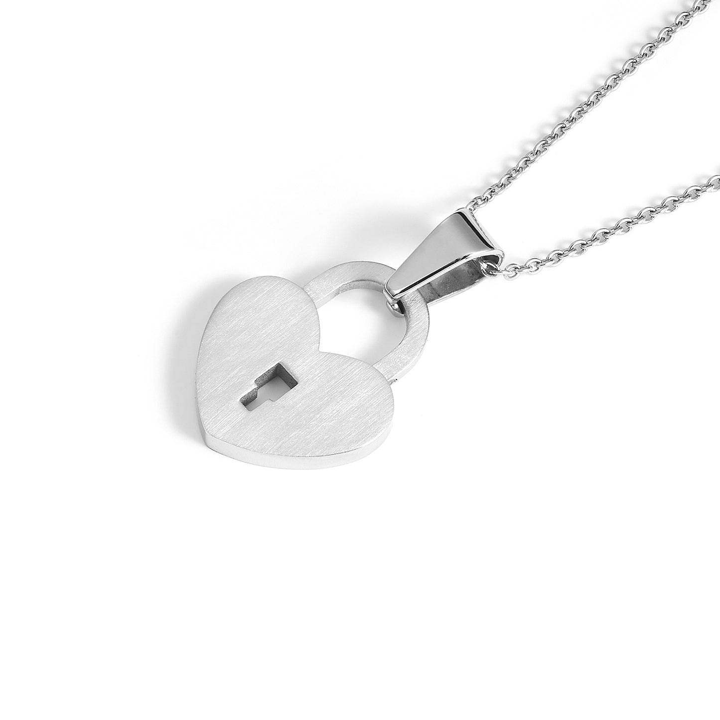 Stainless steel lucky heart locket charm pendant with necklace