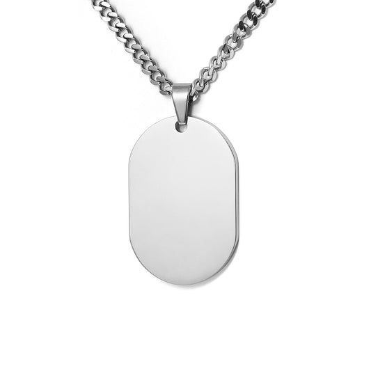 Stainless steel dog tag blank engravable with chain
