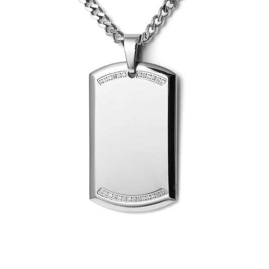 Stainless steel Military pendant with stones necklace