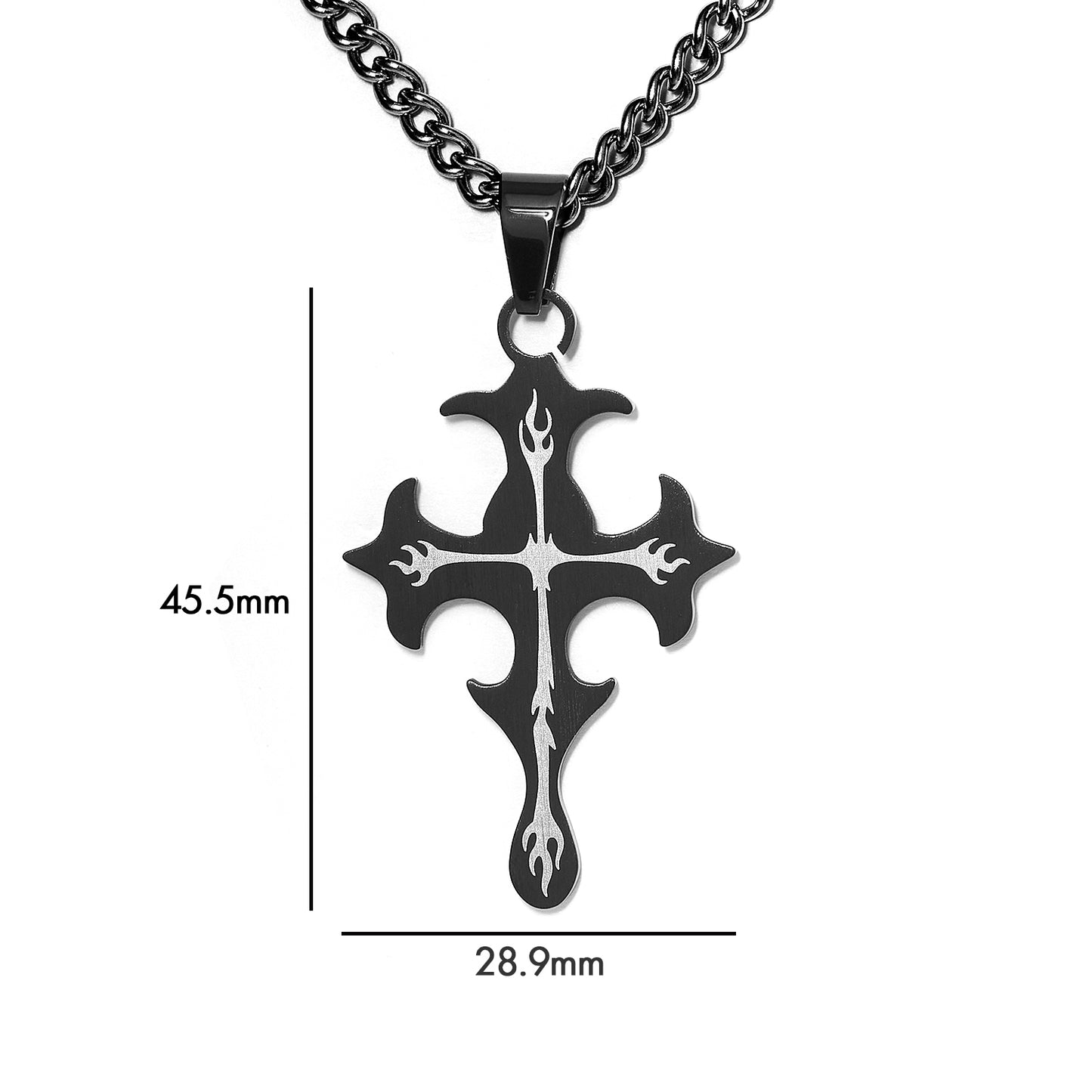 Stainless steel crucifix cross charm with necklace