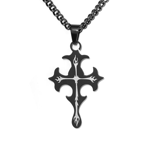 Stainless steel crucifix cross charm with necklace