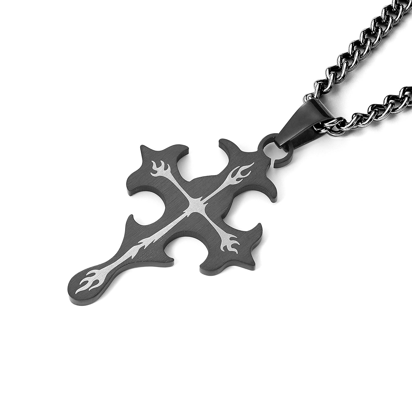 Stainless steel crucifix cross charm with necklace