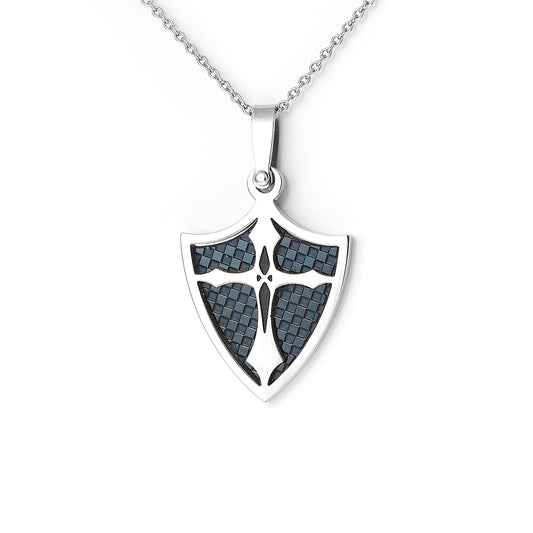 Stainless steel Shield and Cross pendant with chain