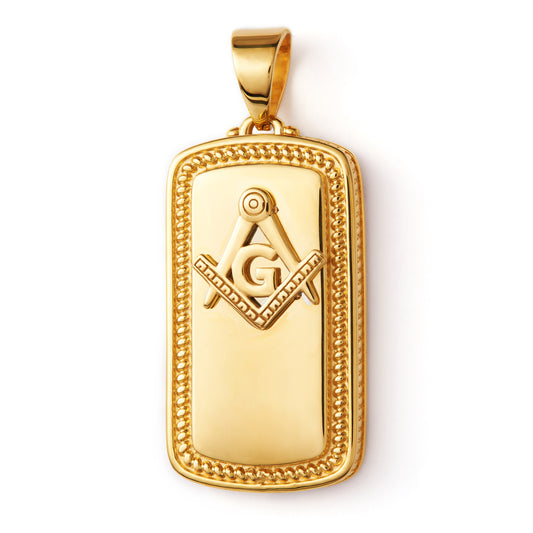 Yellow Gold Stainless Steel Freemason Masonic Square Pendant Necklace