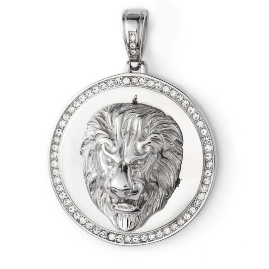 Stainless Steel Round Lion Pendant