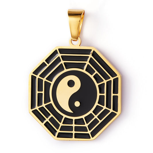 Amulet Yin Yang BA GUA Eight Trigrams Steel Lucky Charm Pendant