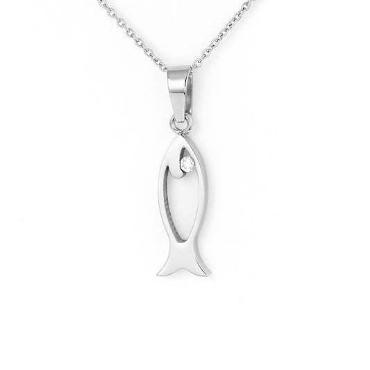 Stainless steel Vertical Fish Pendant with chain