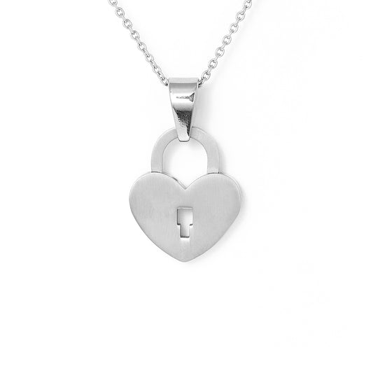 Stainless steel heart shape lock pendant with chain