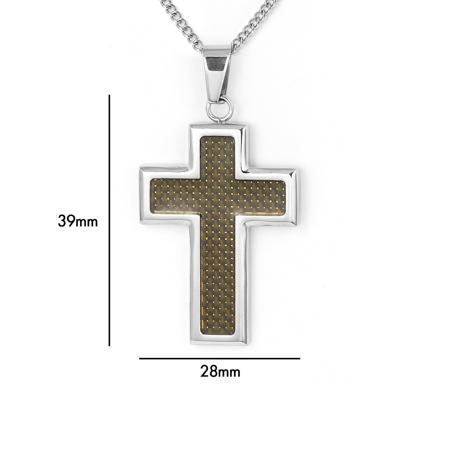 Black Inlay Cross Cremation Jewelry in Stainless Steel