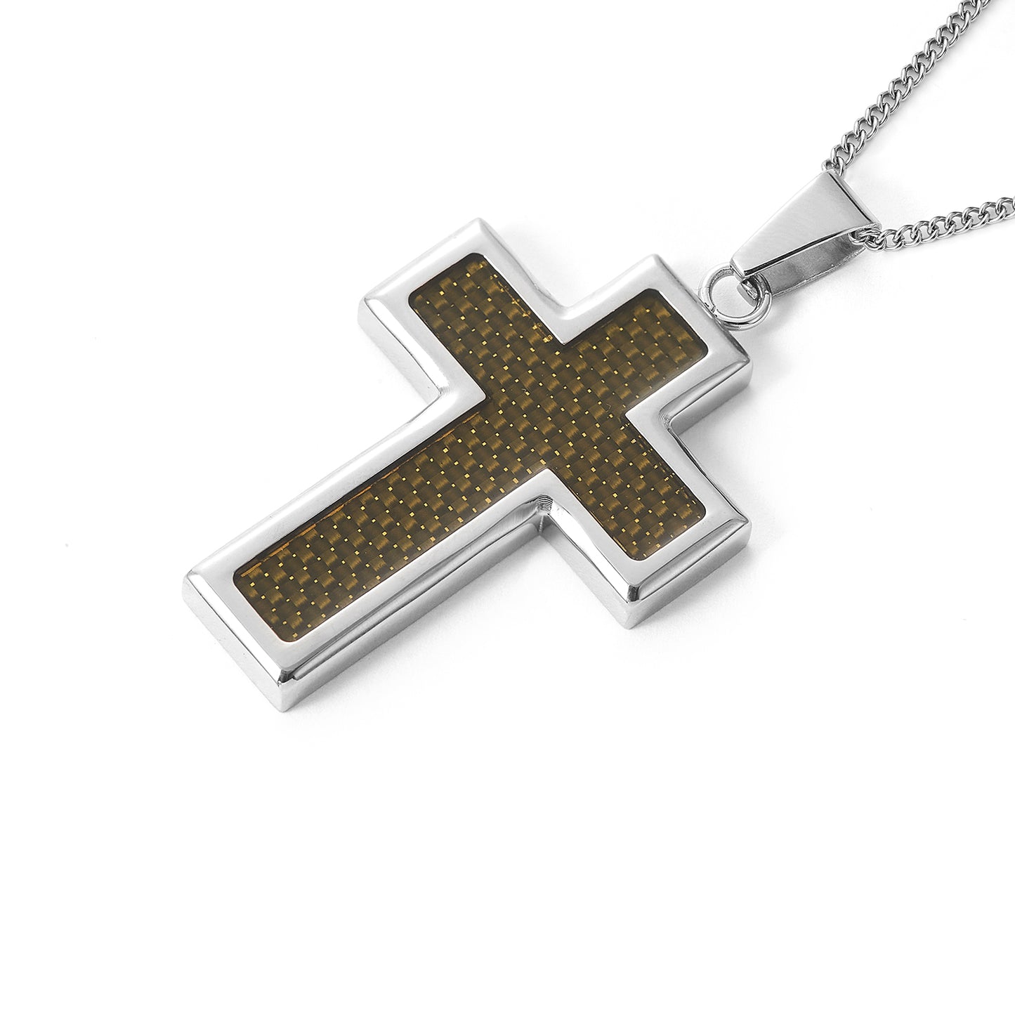 Black Inlay Cross Cremation Jewelry in Stainless Steel