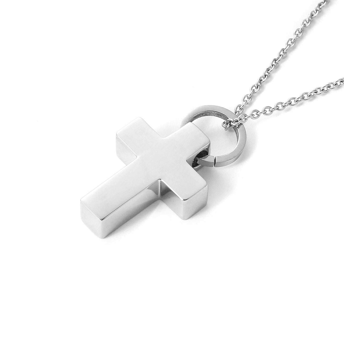 Stainless Steel Christian Cross Pendant with Cubic Zirconia with Chains