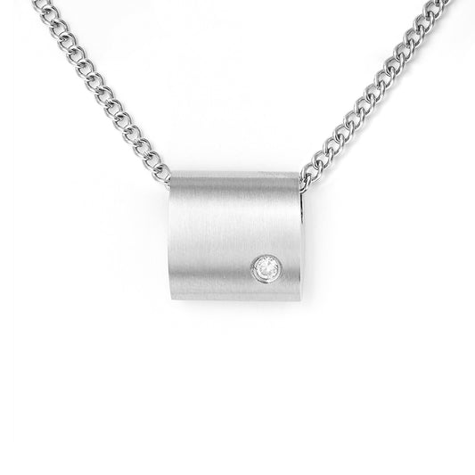 Stainless Steel Horizontal Lock Pendant with Chain