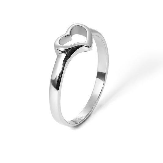 Trendy Love Hollow  Heart Shape Women Ring in Stainless Steel