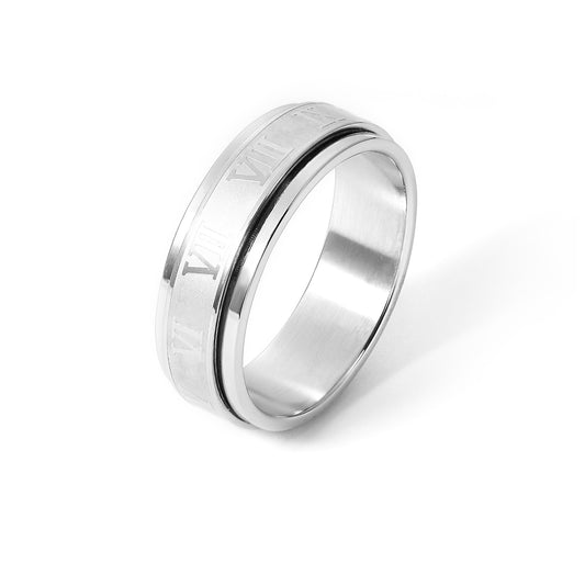 8MM Stainless Steel Brushed Center Men's Wedding Ring with Polished Edges