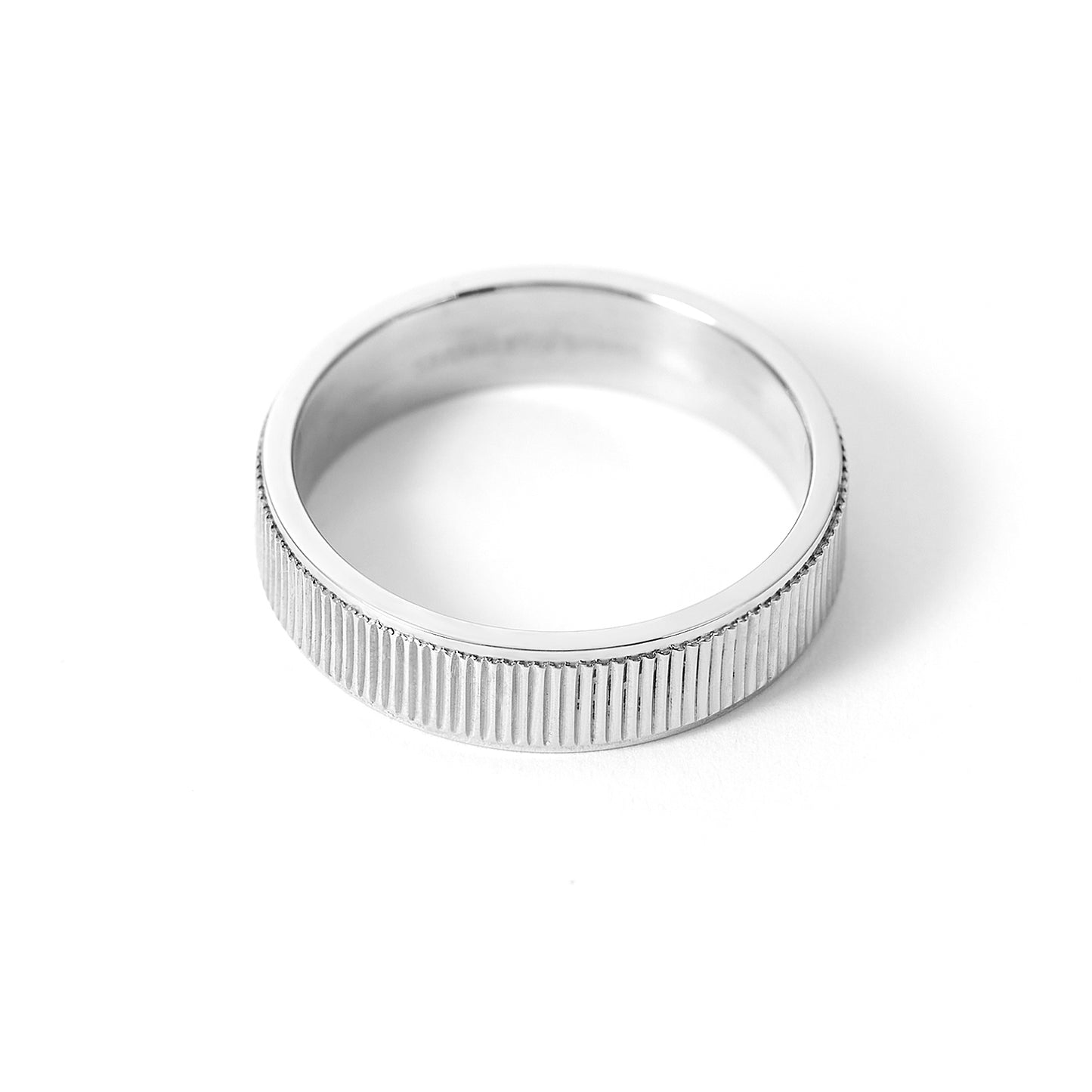 6MM Stainless Steel Beveled Textured Pattern Men’s Wedding Ring Band