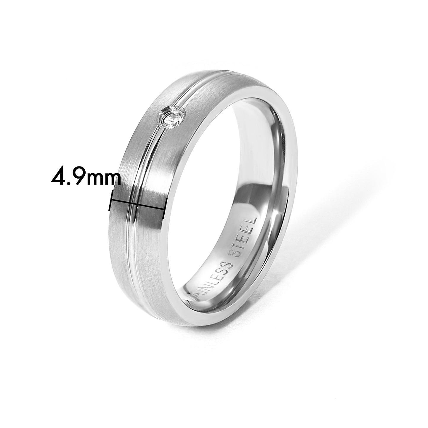 5MM Band Stainless Steel Cubic Zirconia Ring
