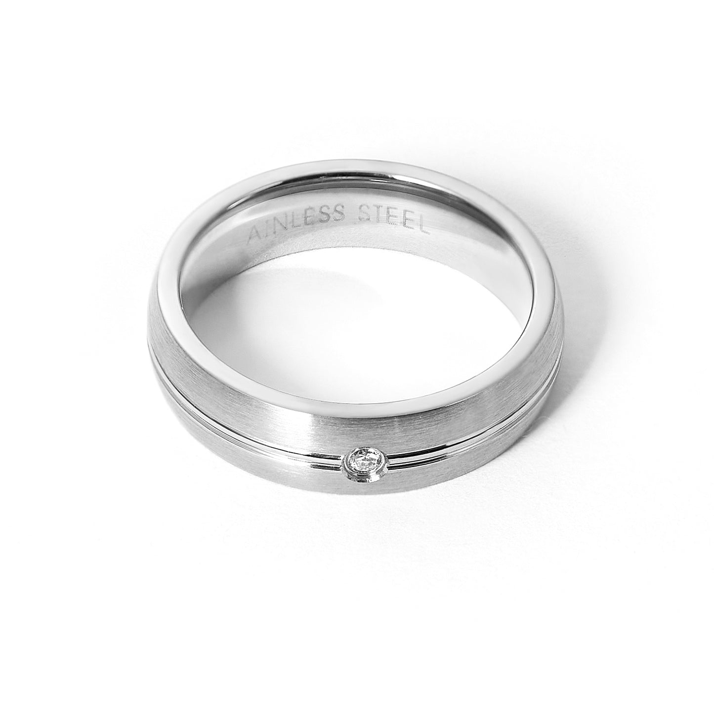 5MM Band Stainless Steel Cubic Zirconia Ring