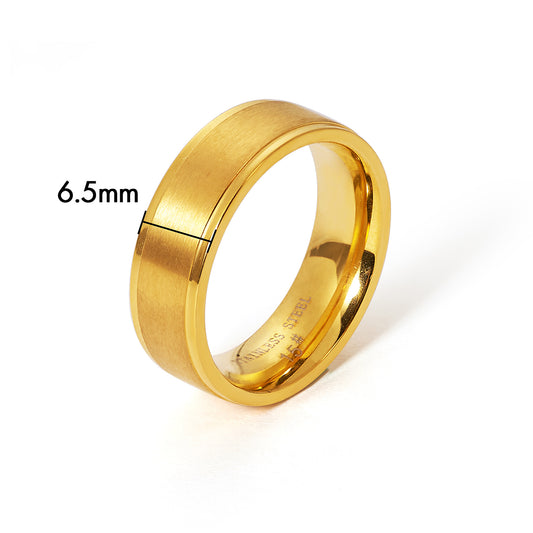 Brushed and Polished Comfort Fit Gold Plated Stainless Steel Men Ring