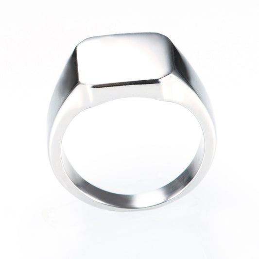 Stainless steel square face engravable signet ring