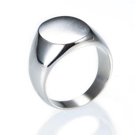 Stainless steel oval shape engravable signet ring