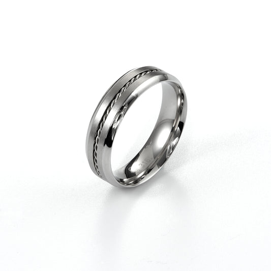 Stainless Steel Brushed Twisted Wedding Ring Band Man