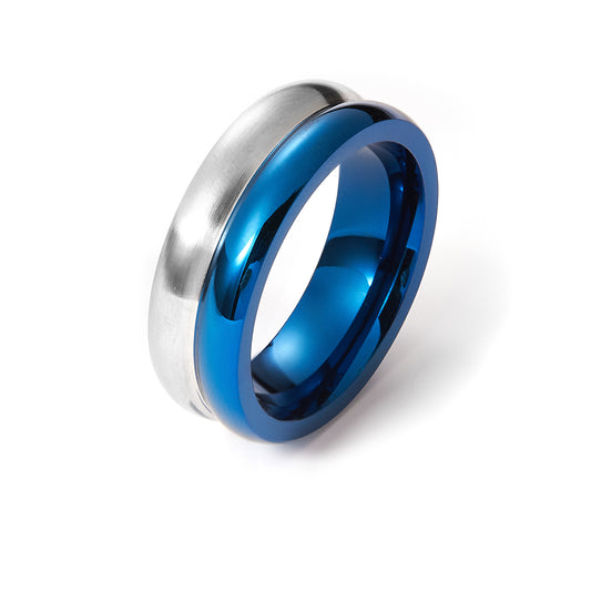 Newest Blue Titanium Ring Men Matte Finished Classic Engagement Jewelry Rings For Male Party Wedding Bands