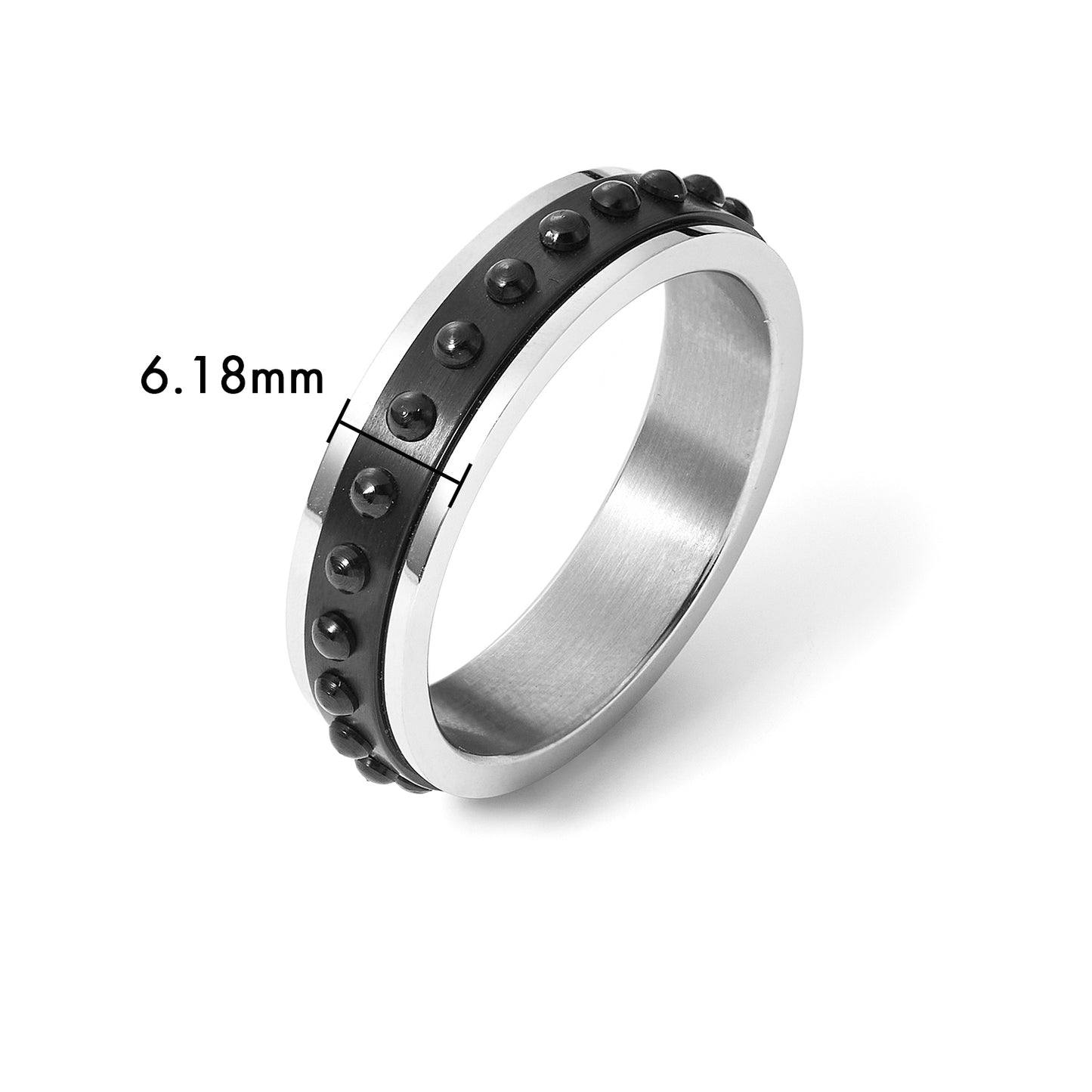 Stainless steel black beaded ring for men