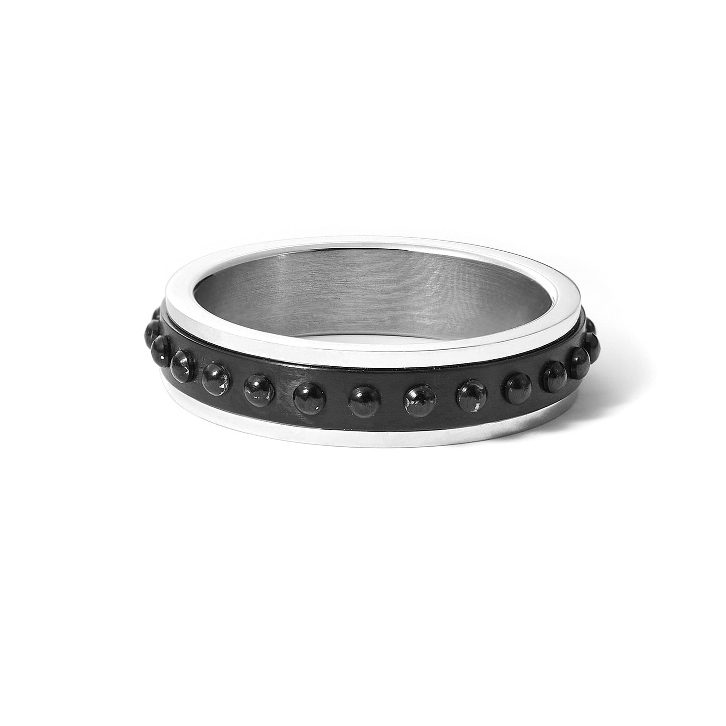 Stainless steel black beaded ring for men