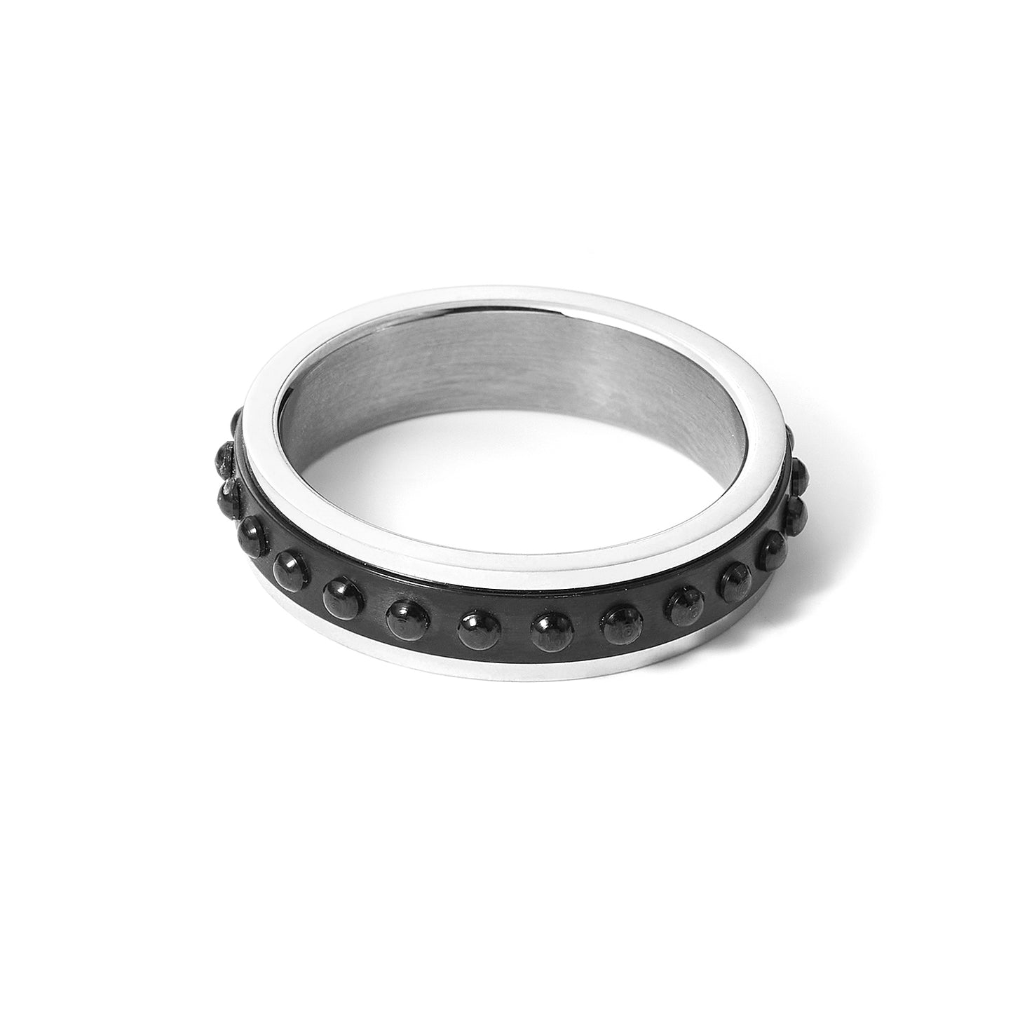 Stainless steel black beaded ring for men