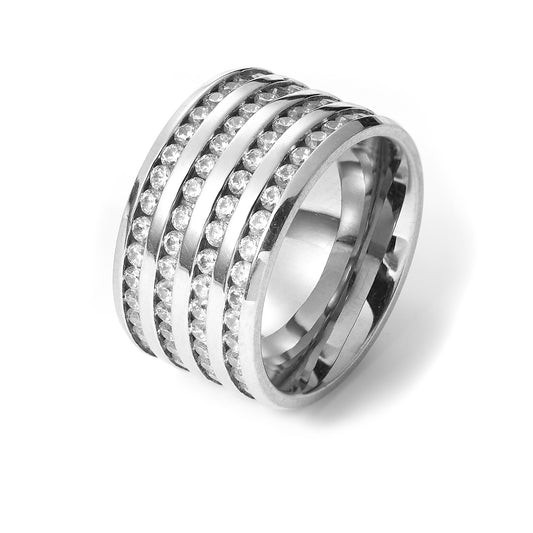 Stainless steel cubic zirconia ring